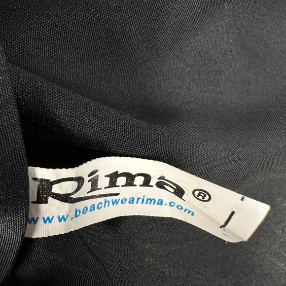 Rima Women's‎ Porpoise Themed Tie Back Halter Top, Size Small, Black w/ Gold - Picture 9 of 9